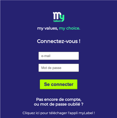 Conntectez-vous à l'extension avec vos identifiants myLabel